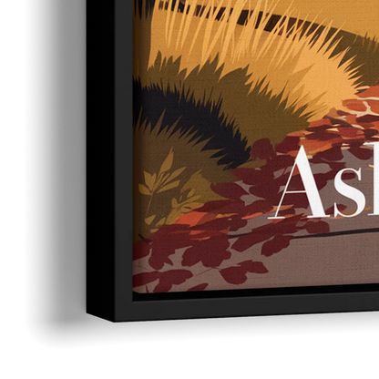 Asheville Fall Foliage Scene - Close-Up Black Frame Canvas
