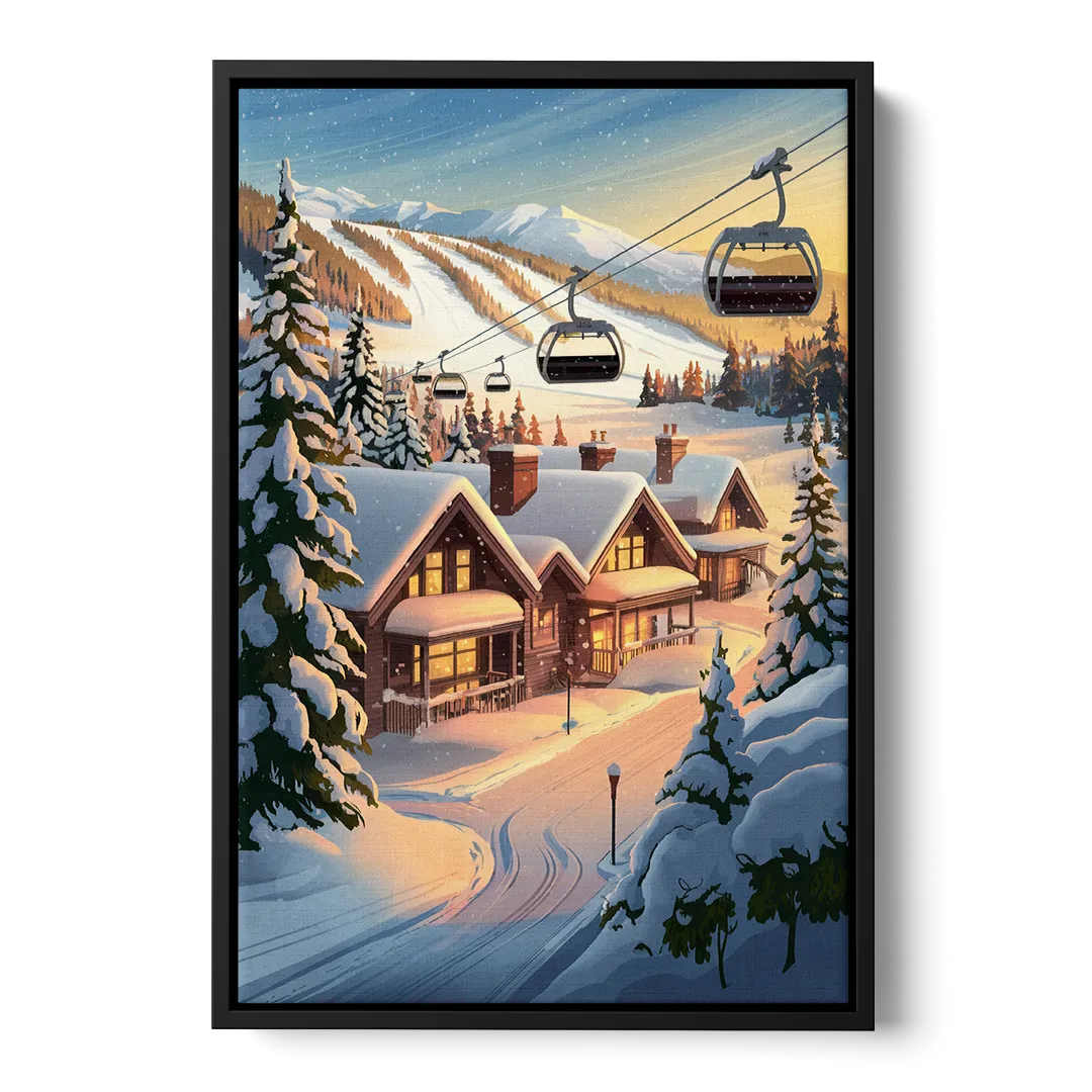 Park City Snowy Landscape - Black Frame Canvas