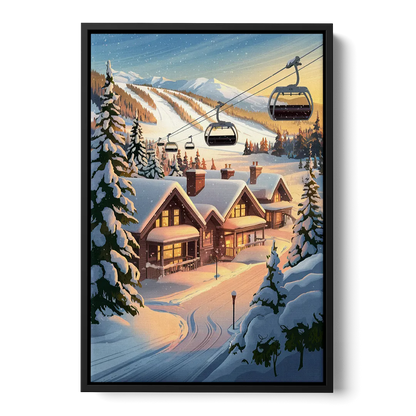 Park City Snowy Landscape - Black Frame Canvas