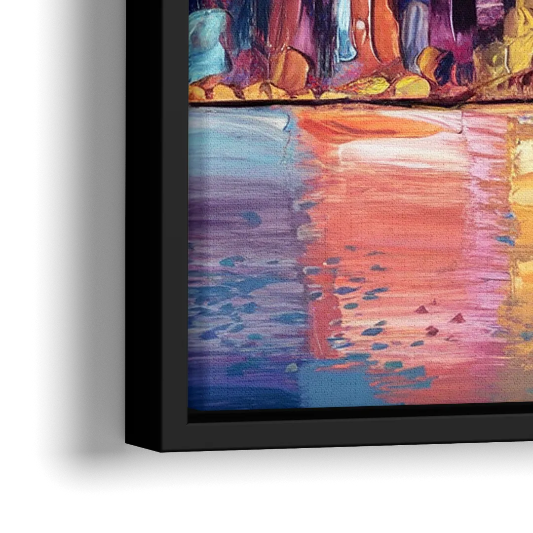 New York City Artistic Watercolor View - Close-Up Black Frame Canvas