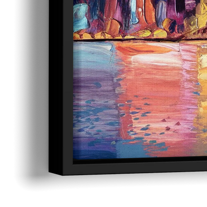 New York City Artistic Watercolor View - Close-Up Black Frame Canvas