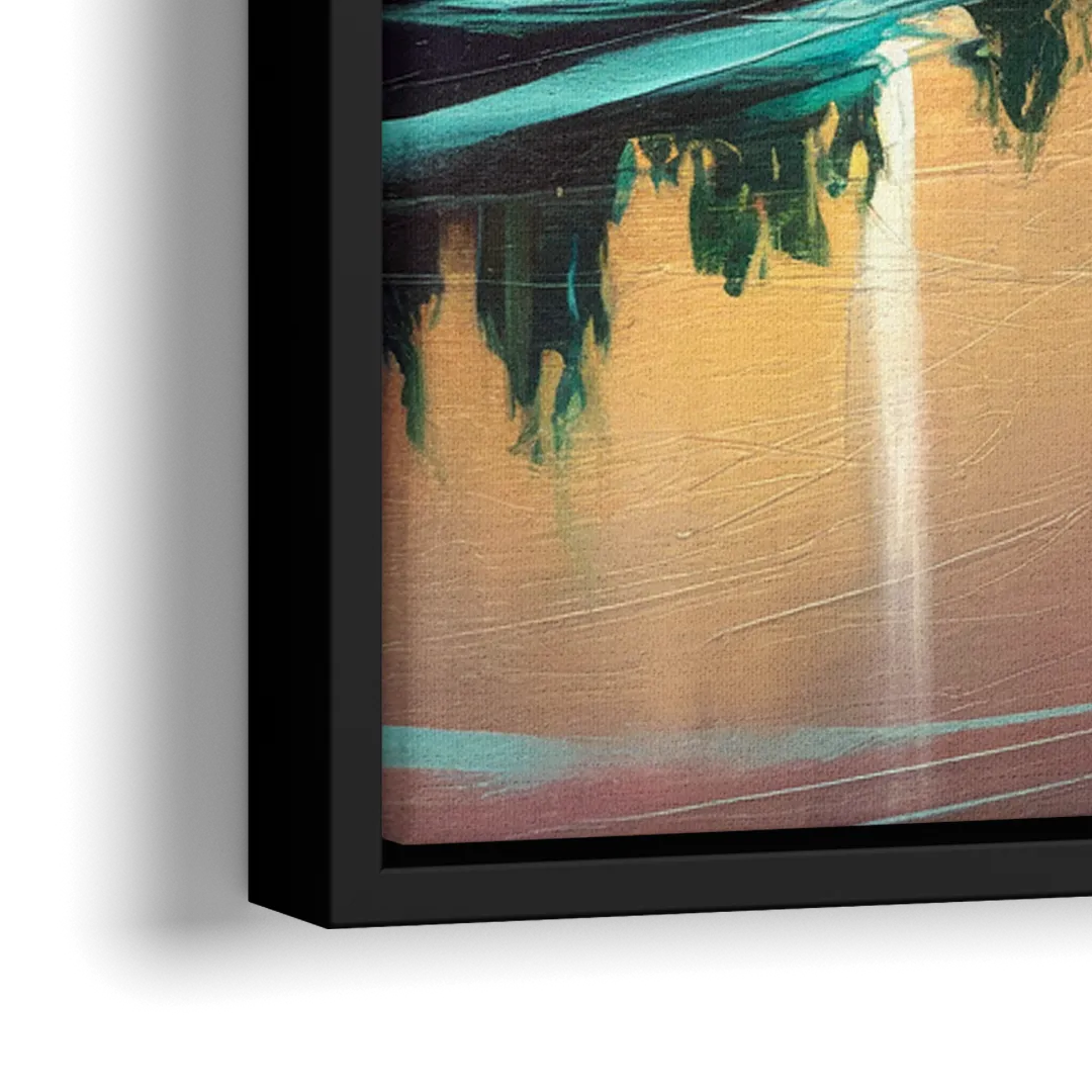 Austin Vibrant Skyline - Close-Up Black Frame Canvas