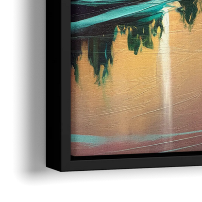 Austin Vibrant Skyline - Close-Up Black Frame Canvas