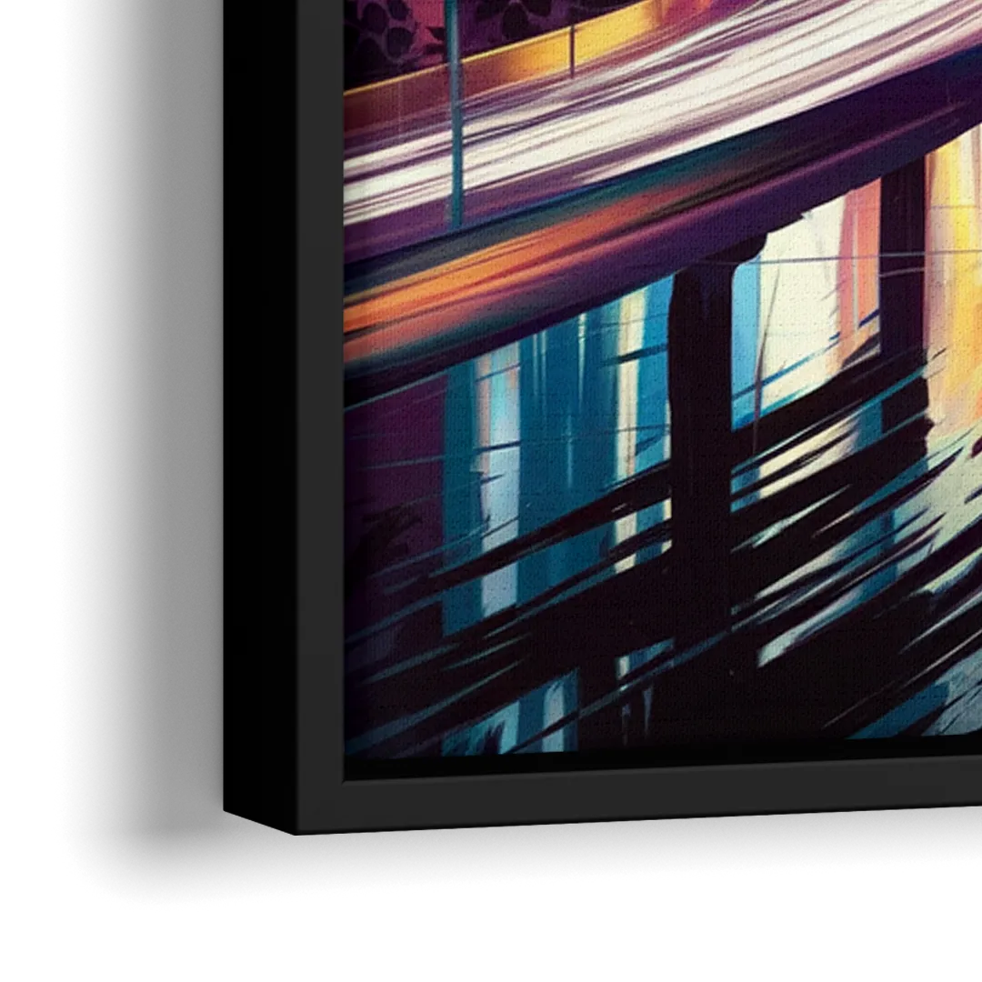 Houston City Lights - Close-Up Black Frame Canvas