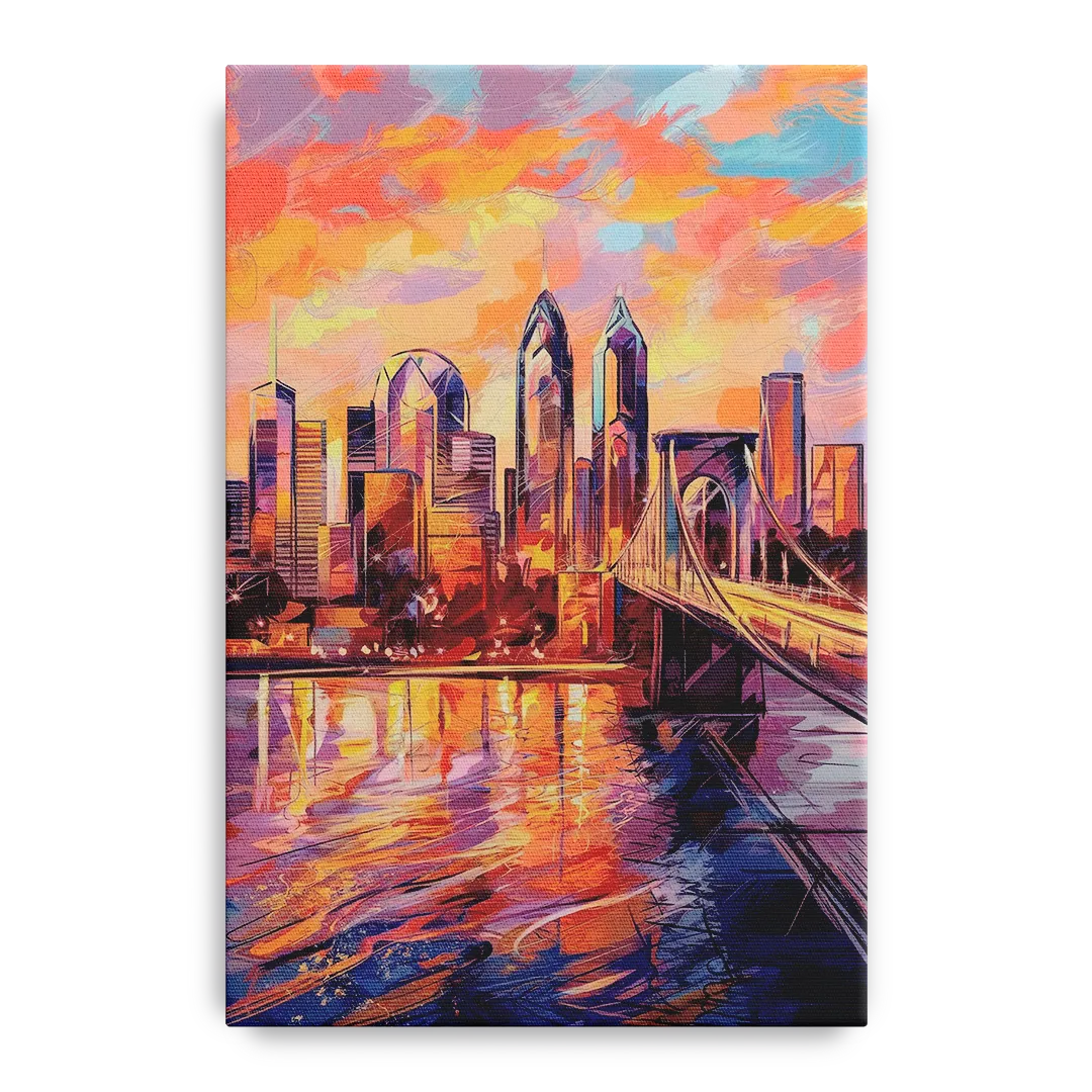 Philadelphia Skyline at Sunset - Canvas Wall Art