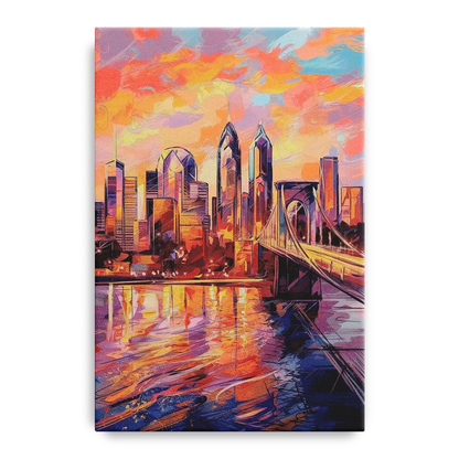 Philadelphia Skyline at Sunset - Canvas Wall Art