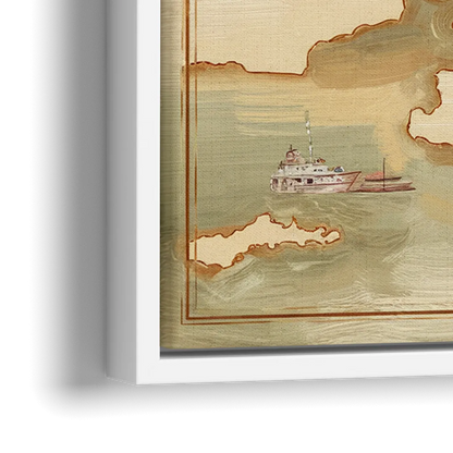 Chesapeake Bay Map Elegance - Close-Up White Frame Canvas