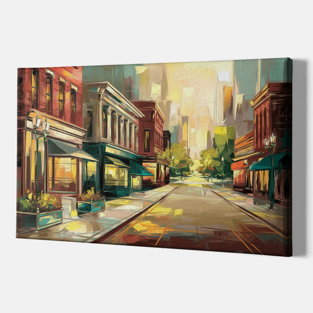 Greensboro Downtown Streetscape - Canvas Wall Art Indoor