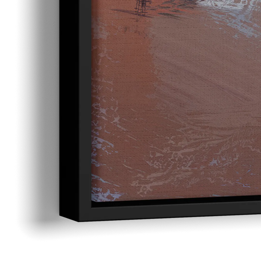 Virginia Beach Pier at Sunset - Close-Up Black Frame Canvas
