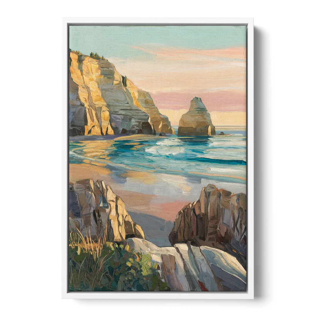 Bandon Ocean Cliffs - White Frame Canvas