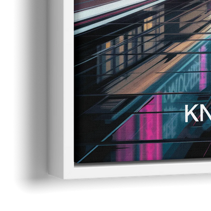 Knoxville Urban Night Lights - Close-Up White Frame Canvas