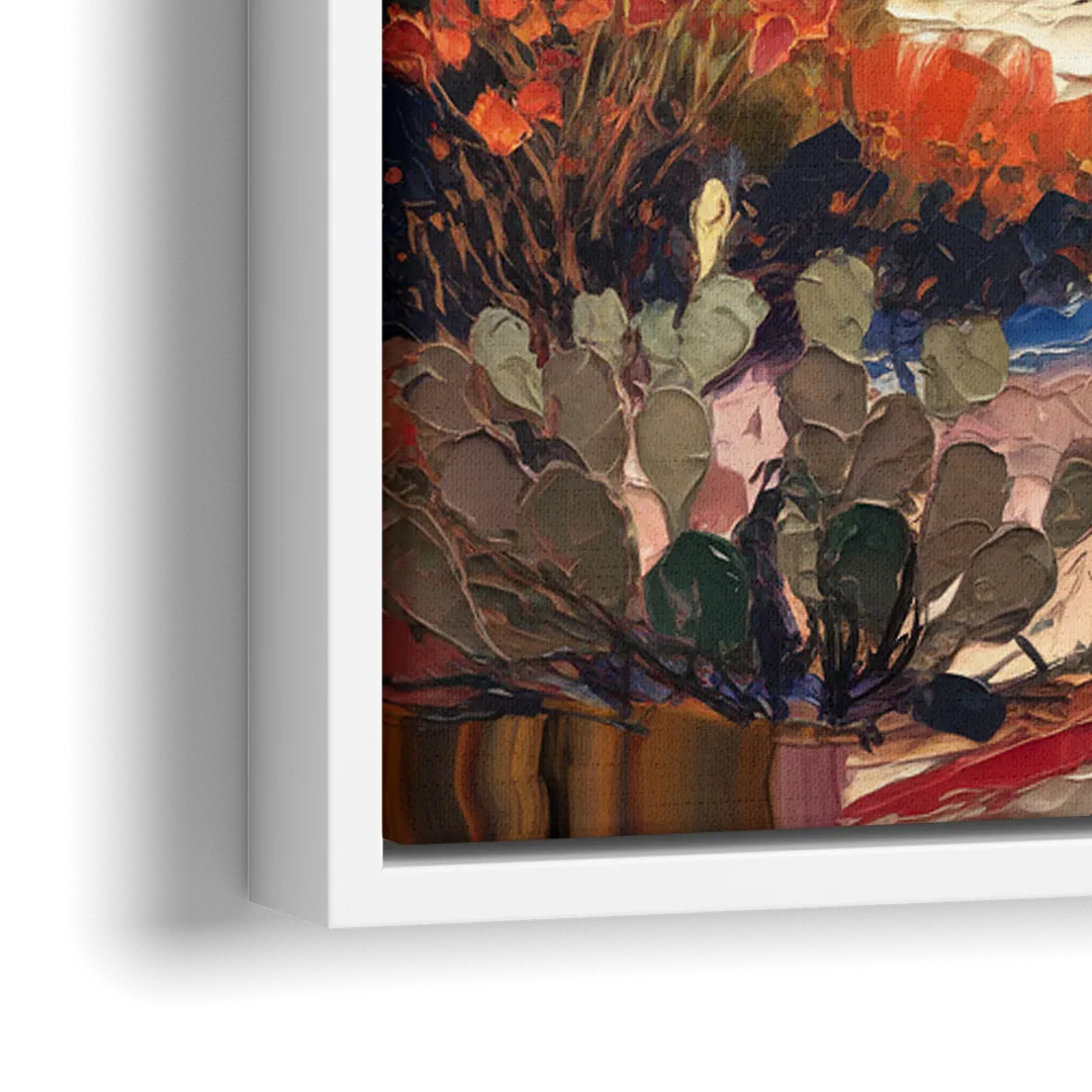 Phoenix Arizona Mountainscape - Close-Up White Frame Canvas