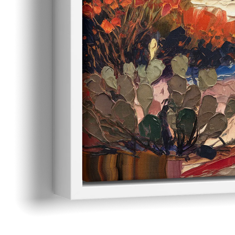 Phoenix Arizona Mountainscape - Close-Up White Frame Canvas