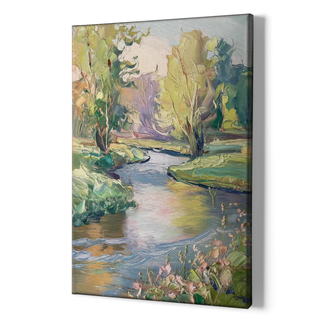Riverside Artistic Riverfront - Canvas Print Art Sides