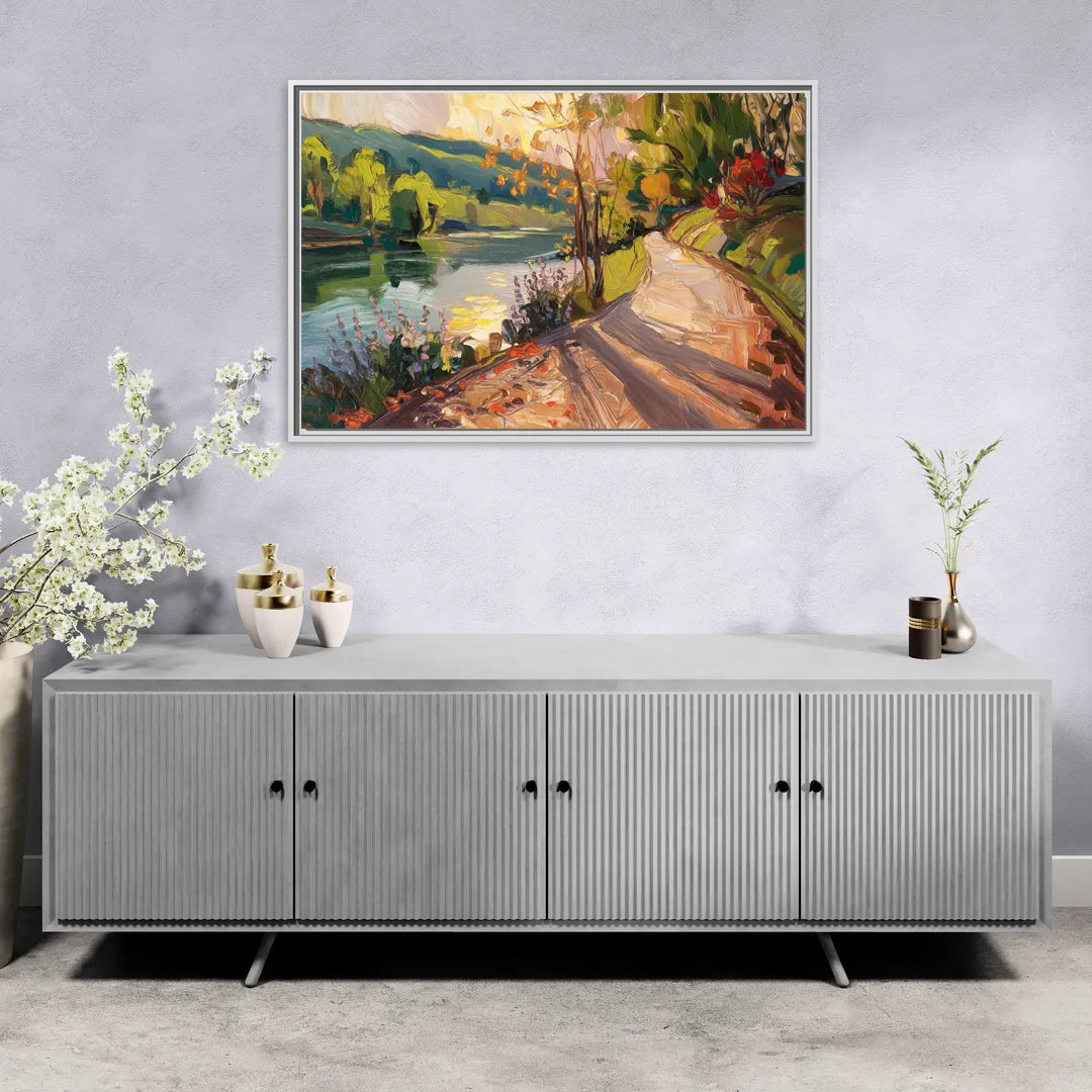Riverside Nature Trails - Living Room White Frame Canvas