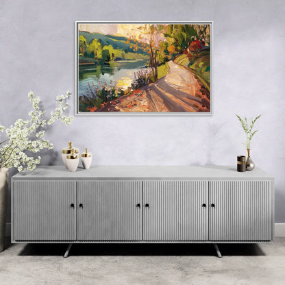 Riverside Nature Trails - Living Room White Frame Canvas