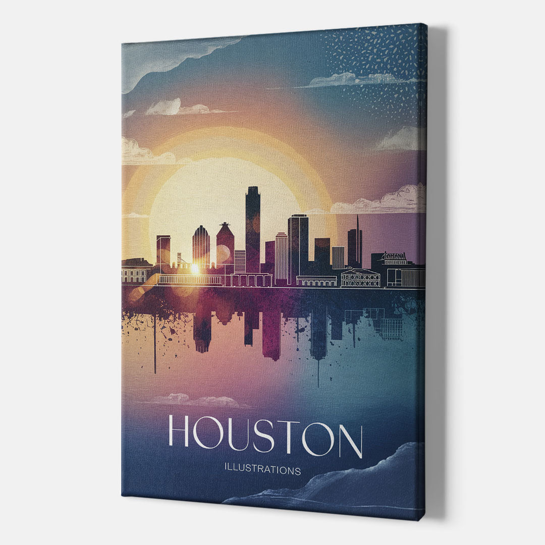 Houston Iconic Landmarks - Canvas Wall Art Indoor
