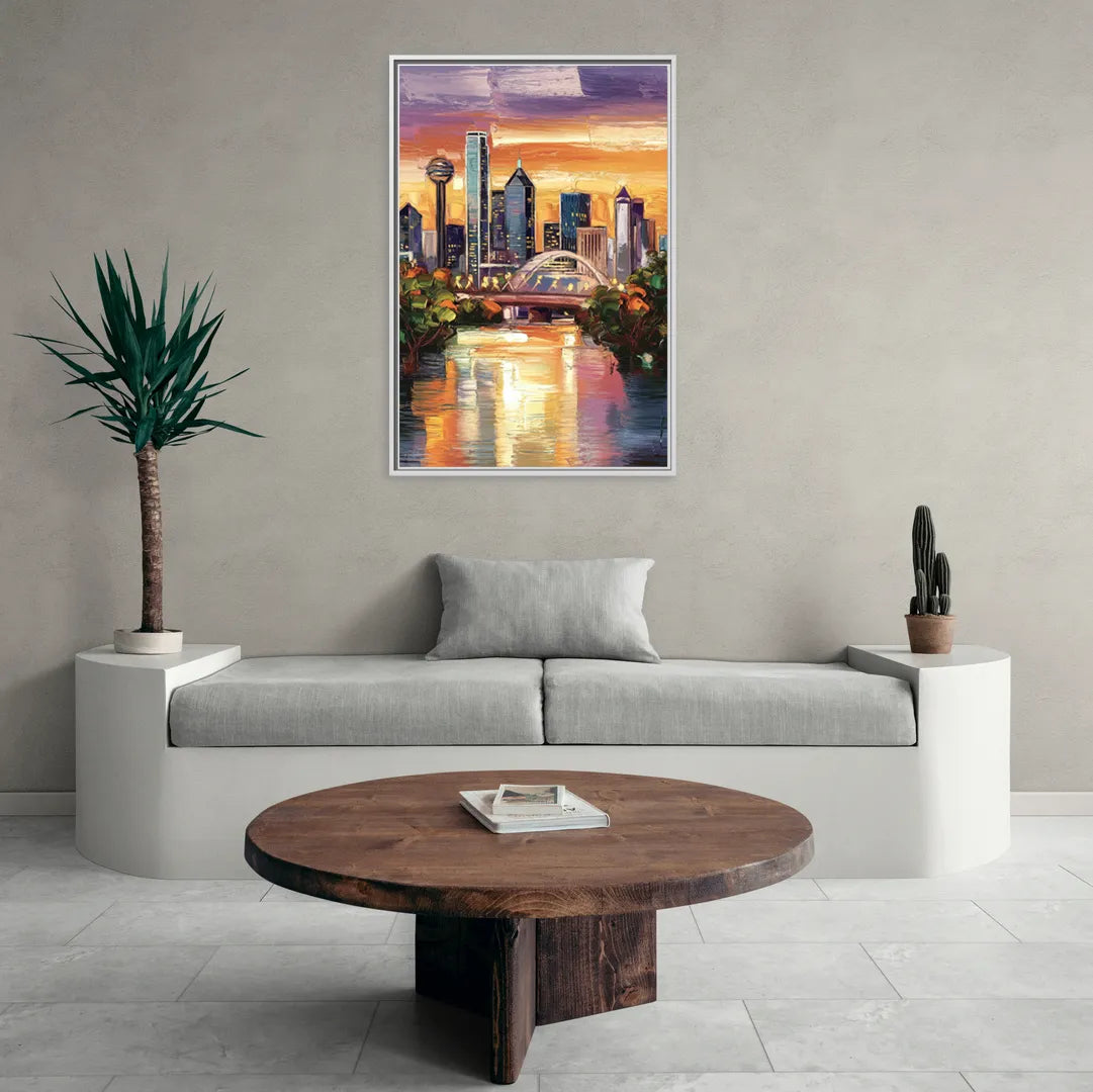 Dallas Cultural Heritage - Living Room White Frame Canvas