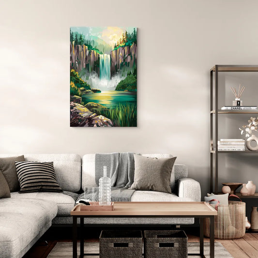 Spokane Waterfalls Scene - Canvas Wall Art Living Room