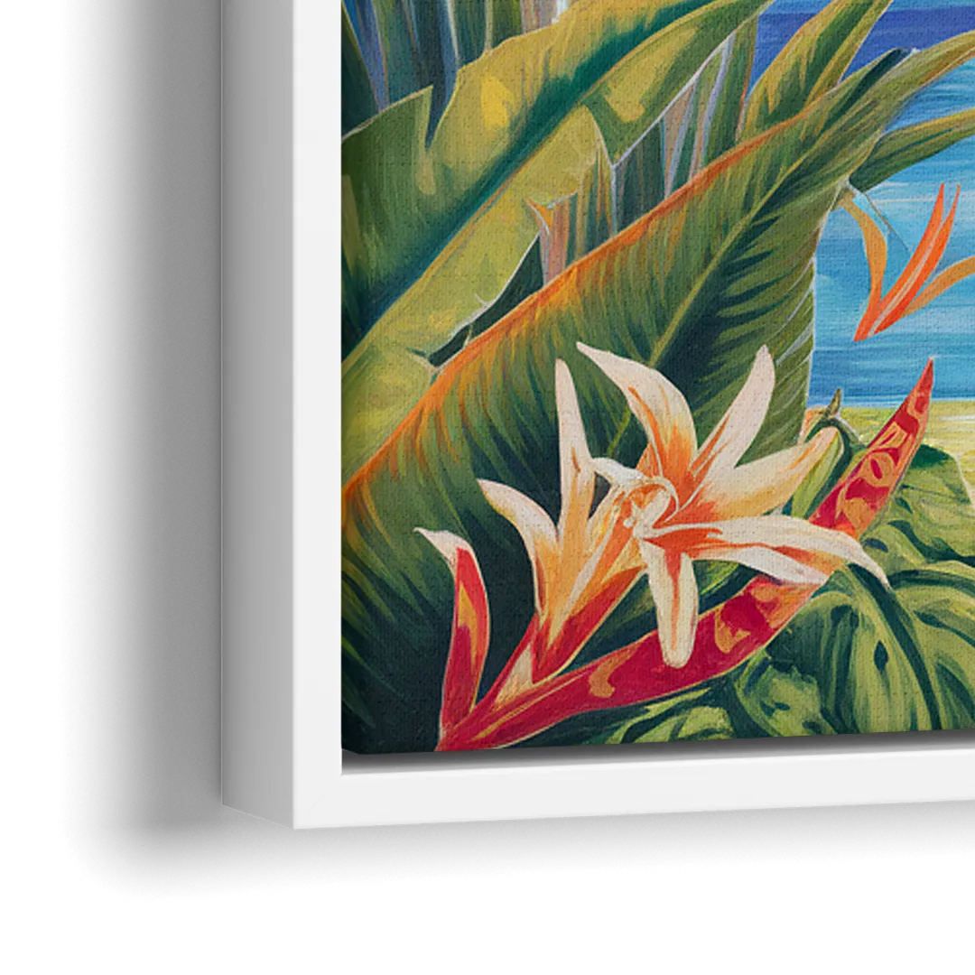 Corona Palm Tree Paradise - Close-Up White Frame Canvas