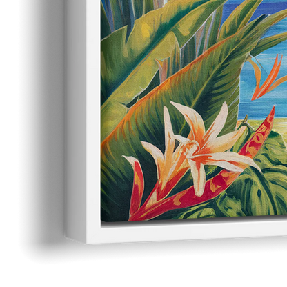 Corona Palm Tree Paradise - Close-Up White Frame Canvas