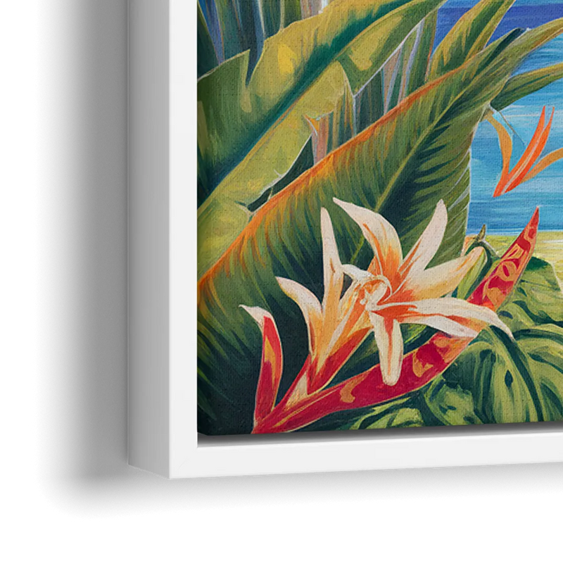 Corona Palm Tree Paradise - Close-Up White Frame Canvas