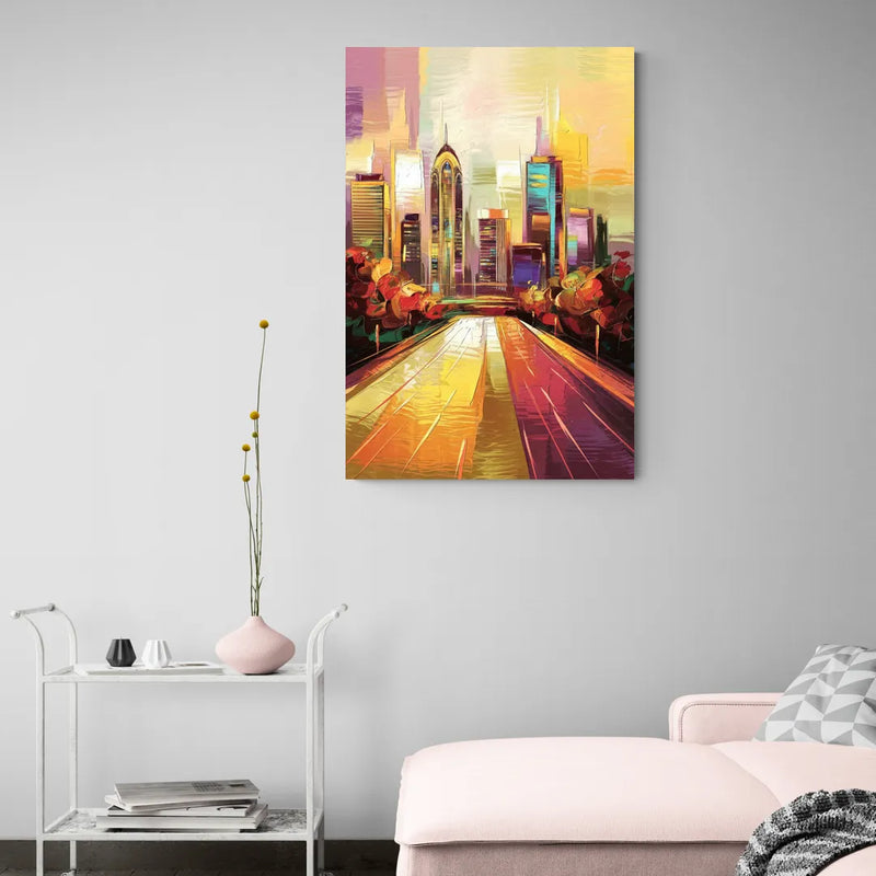 Atlanta Skyline and Peachtree Street - Canvas Wall Art Living Room