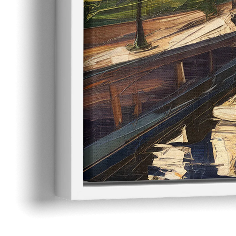 Indianapolis Canal Walk View - Close-Up White Frame Canvas