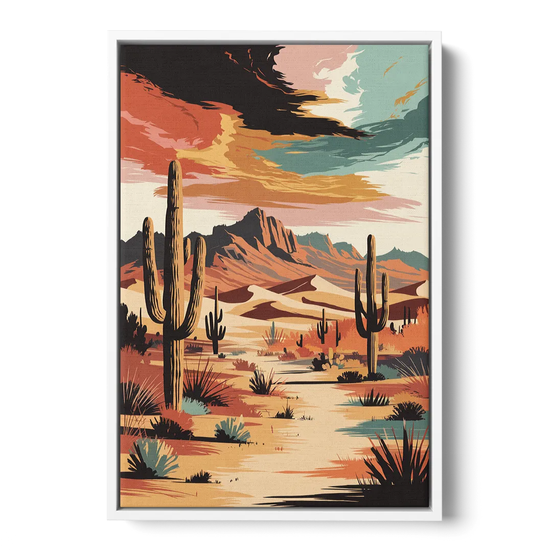 Phoenix Scenic Desert Beauty - White Frame Canvas