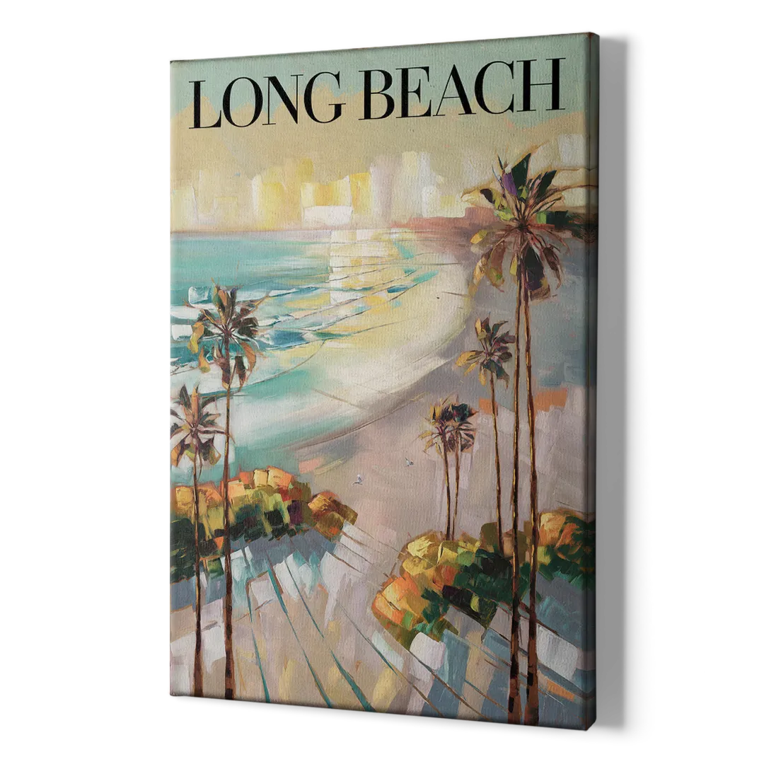 Long Beach California Palm Trees - Canvas Print Art Sides