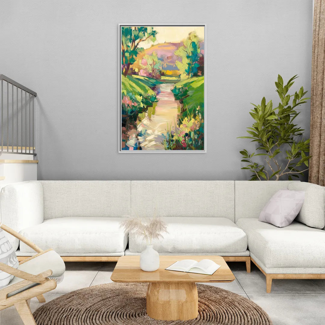 Augusta Serene Riverfront - Living Room White Frame Canvas