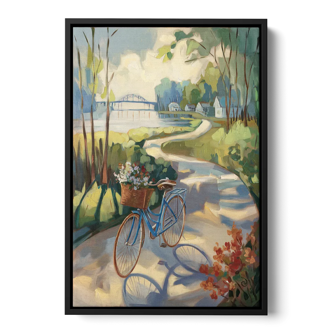 Mackinac Island Bicycle Path - Black Frame Canvas