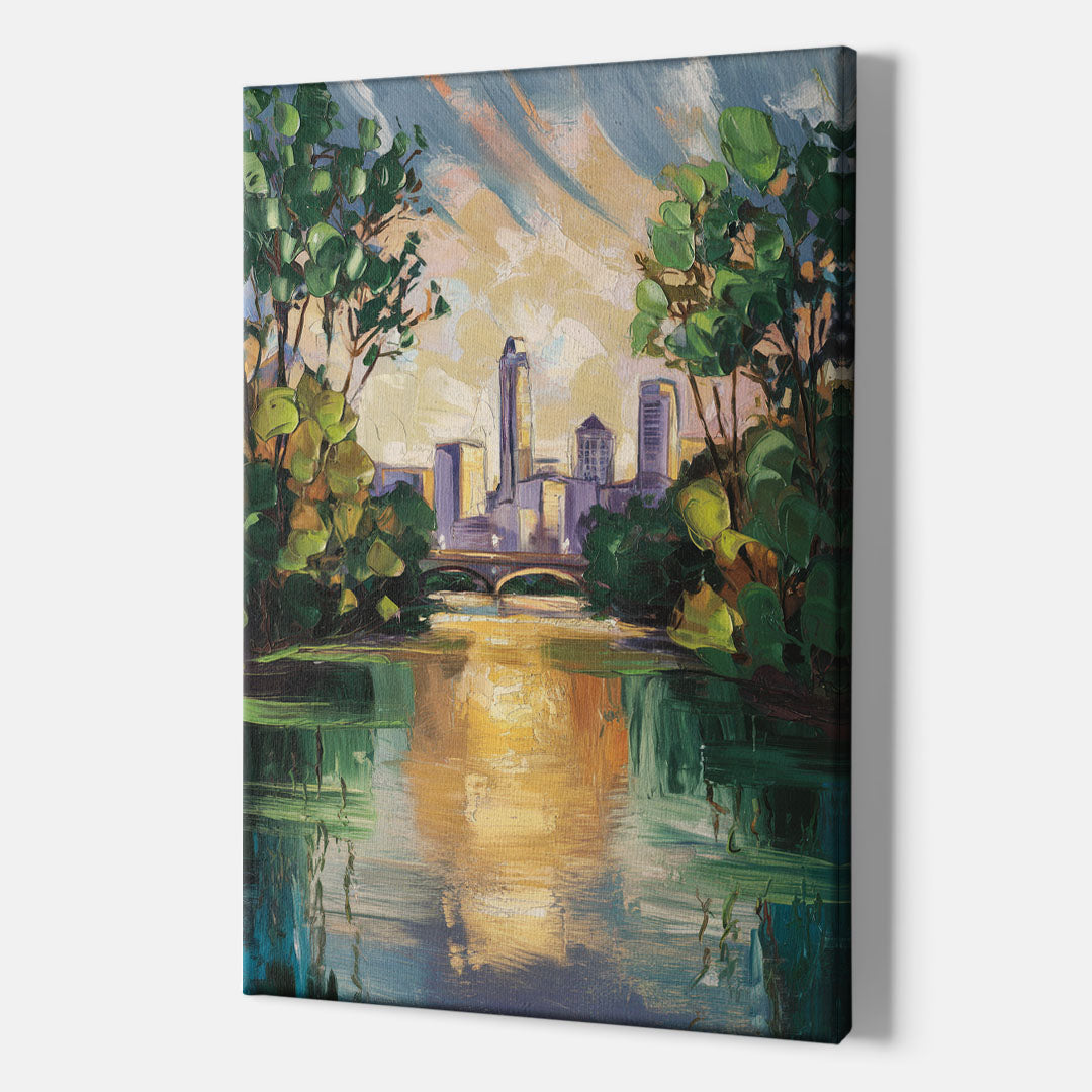 Austin Lady Bird Lake Scene - Canvas Wall Art Indoor
