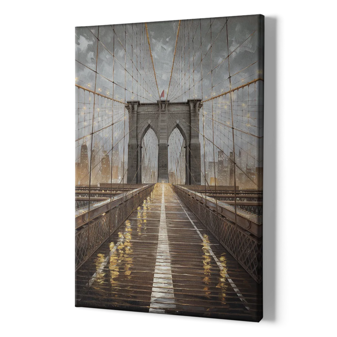 New York City Brooklyn Bridge View - Canvas Print Art Sides