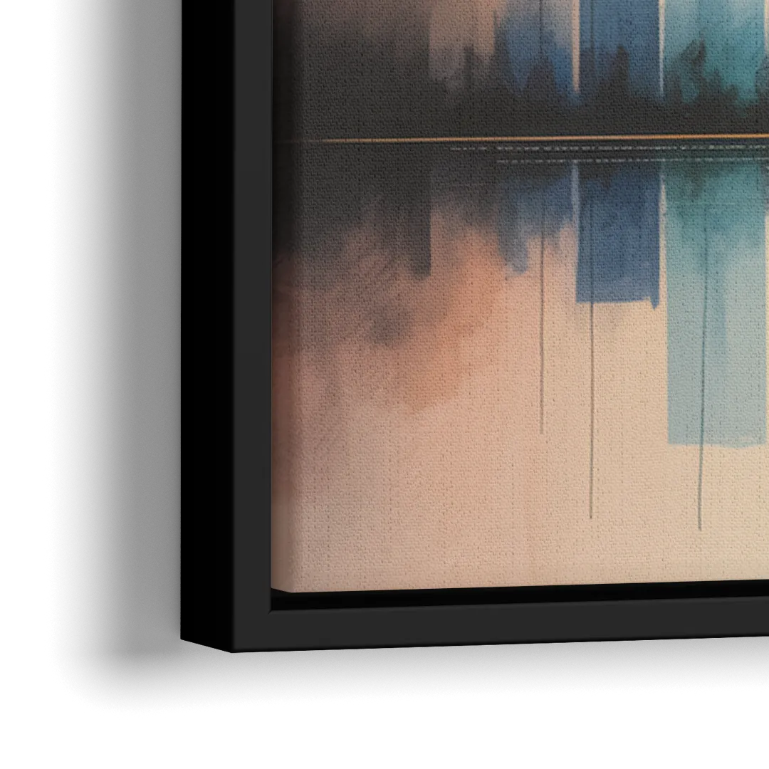 Vancouver Color Skyline - Close-Up Black Frame Canvas