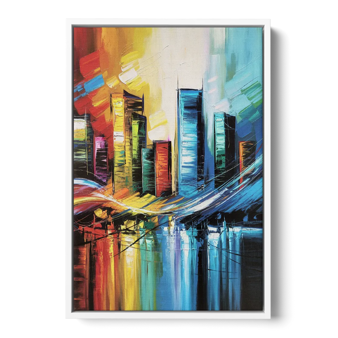 Houston Urban Energy - White Frame Canvas