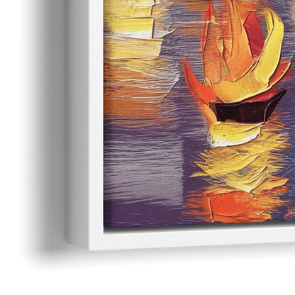 Providence Waterfire Glow - Close-Up White Frame Canvas