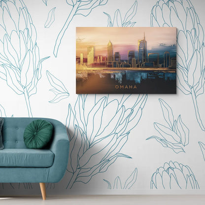 Omaha City Skyline - Canvas Wall Art Living Room