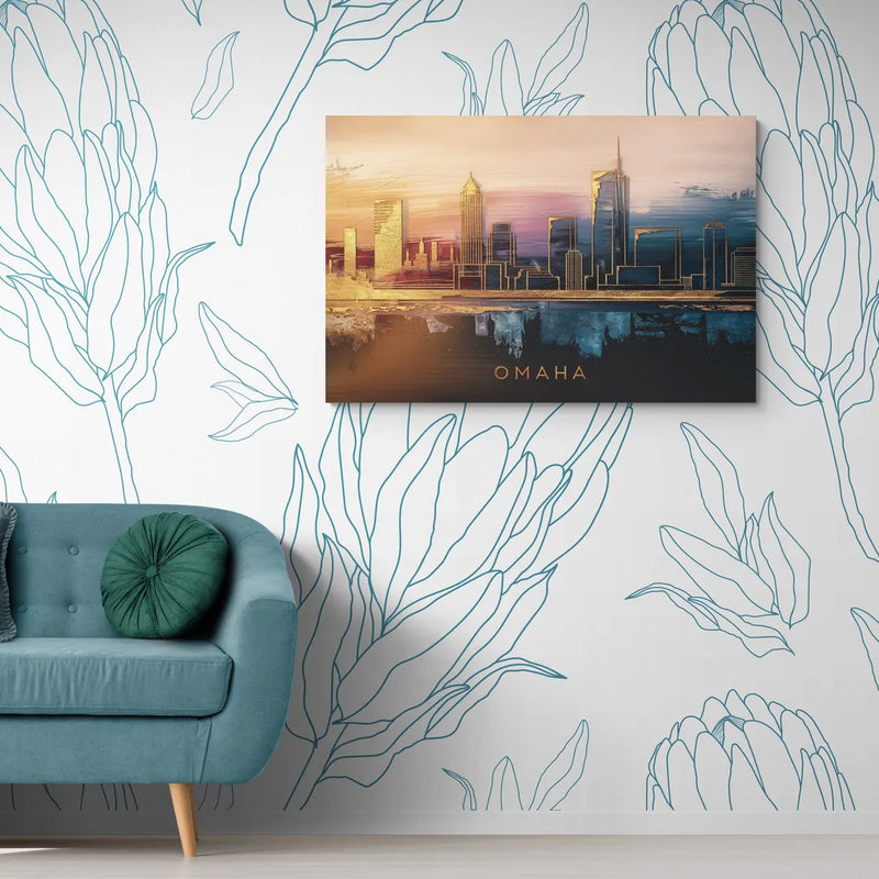Omaha City Skyline - Canvas Wall Art Living Room