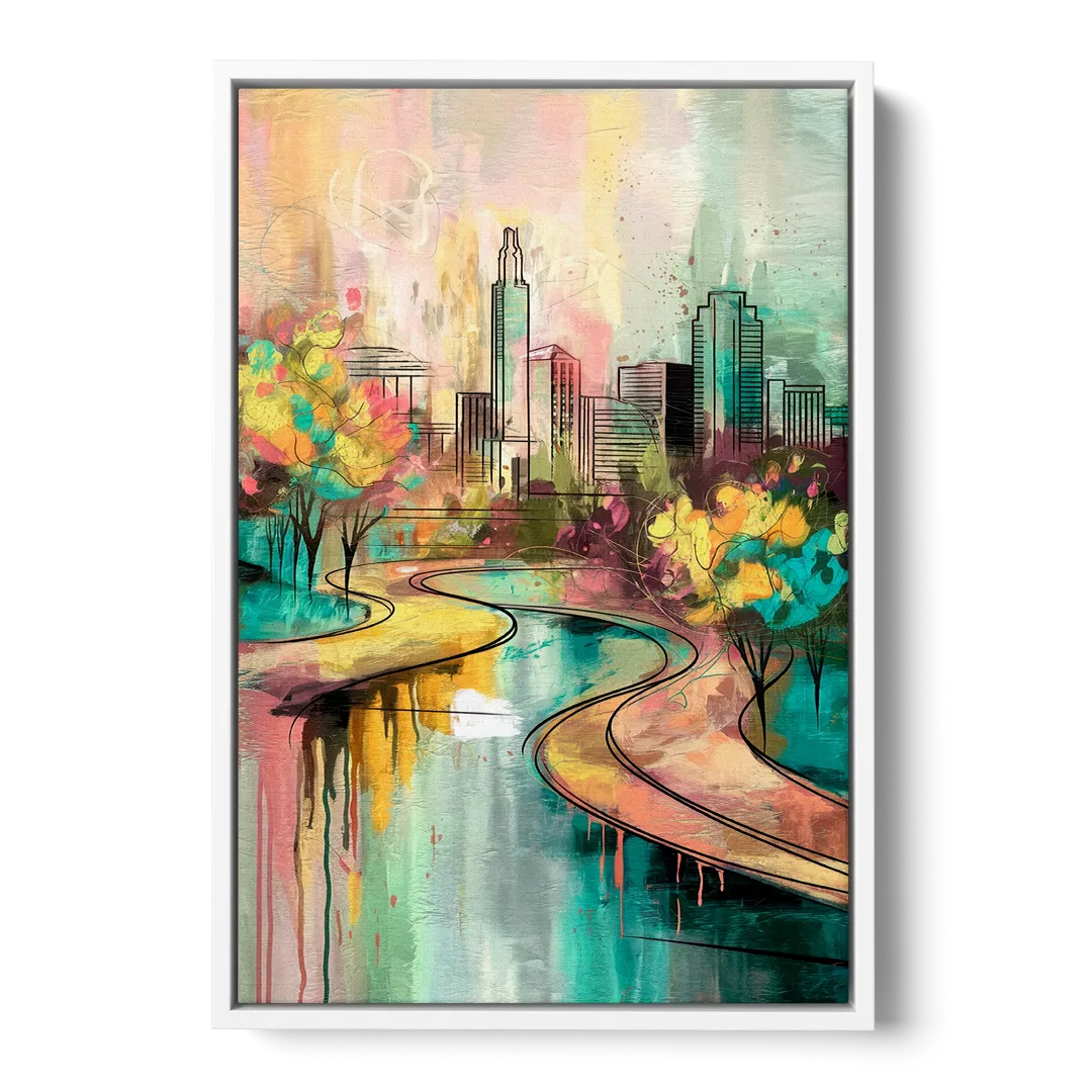San Antonio Urban Street Art - White Frame Canvas