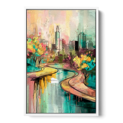 San Antonio Urban Street Art - White Frame Canvas