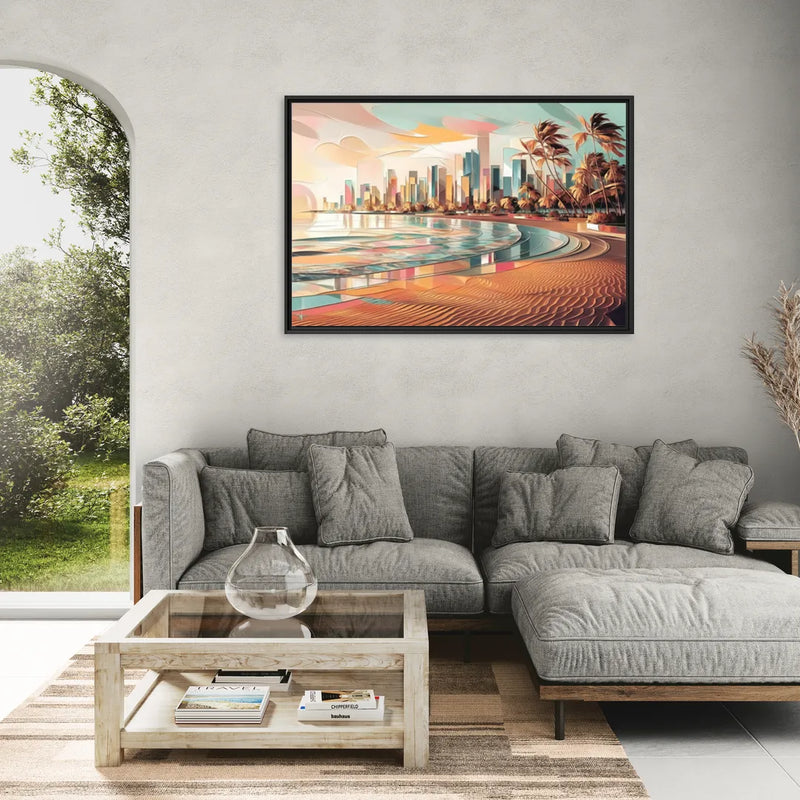 Fort Lauderdale Beach Sunrise - Living Room Black Frame Canvas