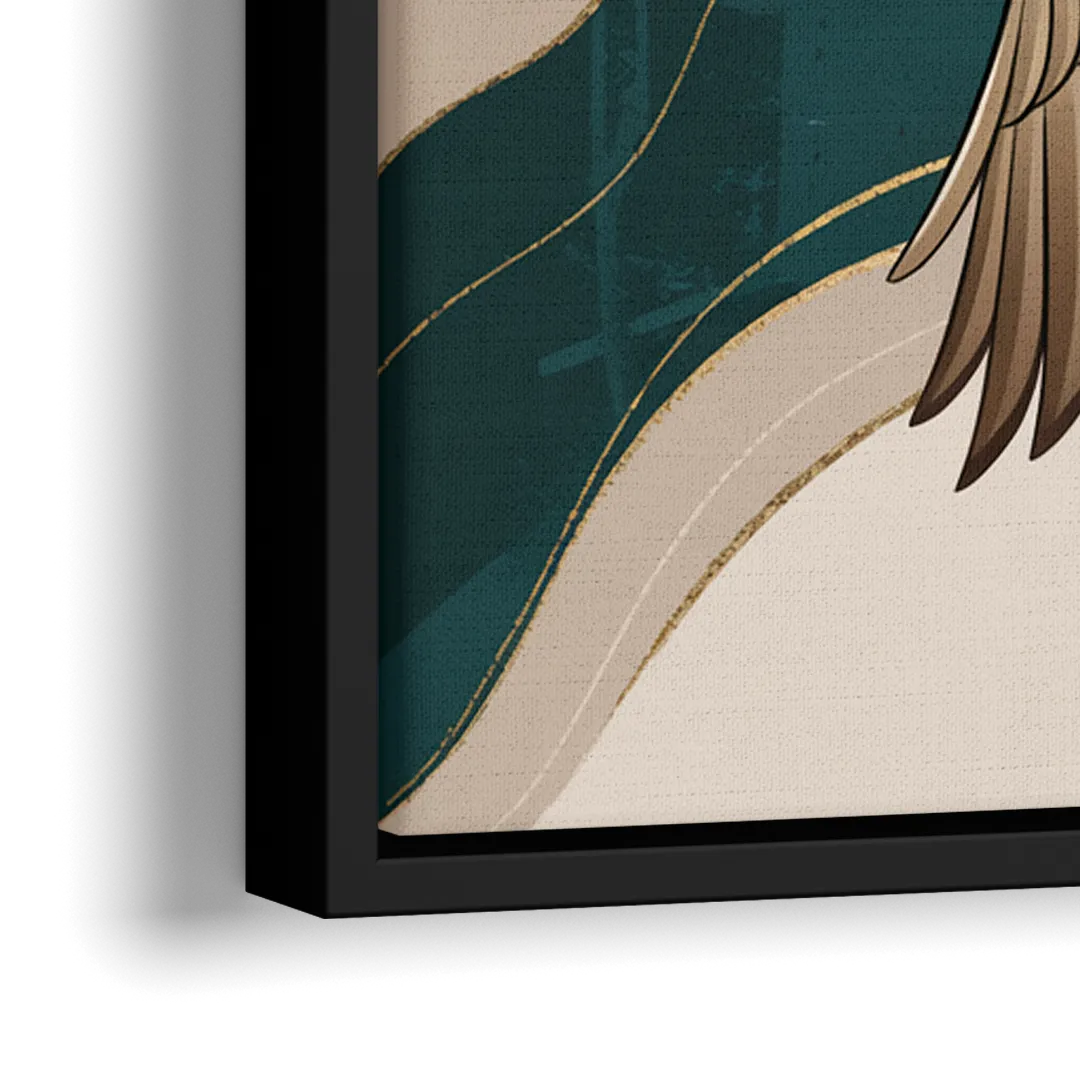 Eugene Ducks Fan Design - Close-Up Black Frame Canvas