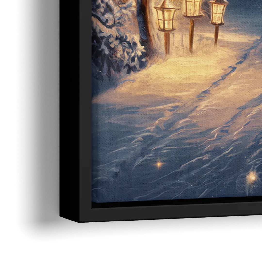 Garland Nighttime Lights - Close-Up Black Frame Canvas
