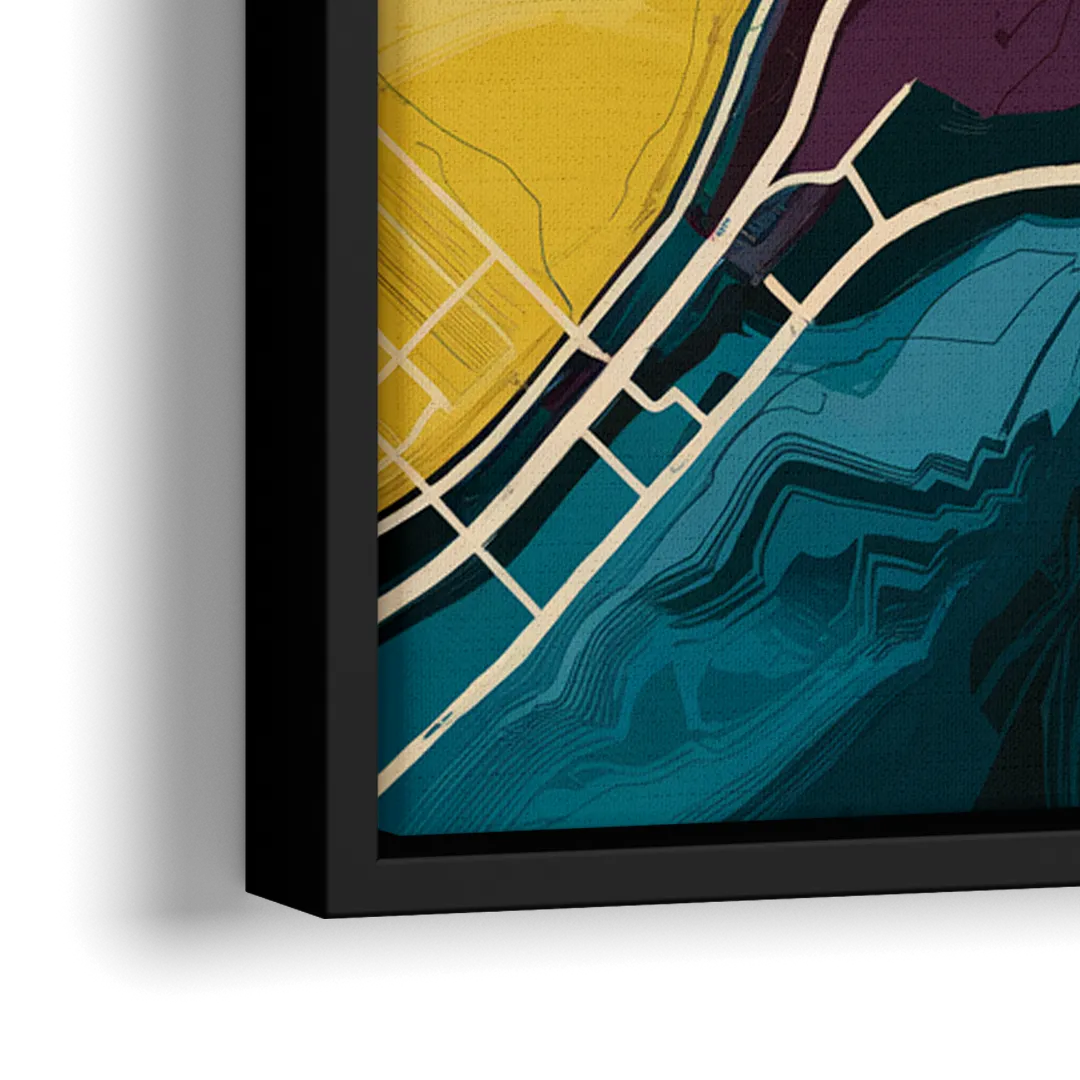 Las Vegas Map Design - Close-Up Black Frame Canvas