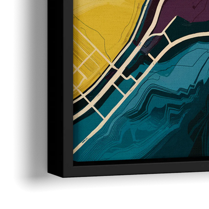 Las Vegas Map Design - Close-Up Black Frame Canvas
