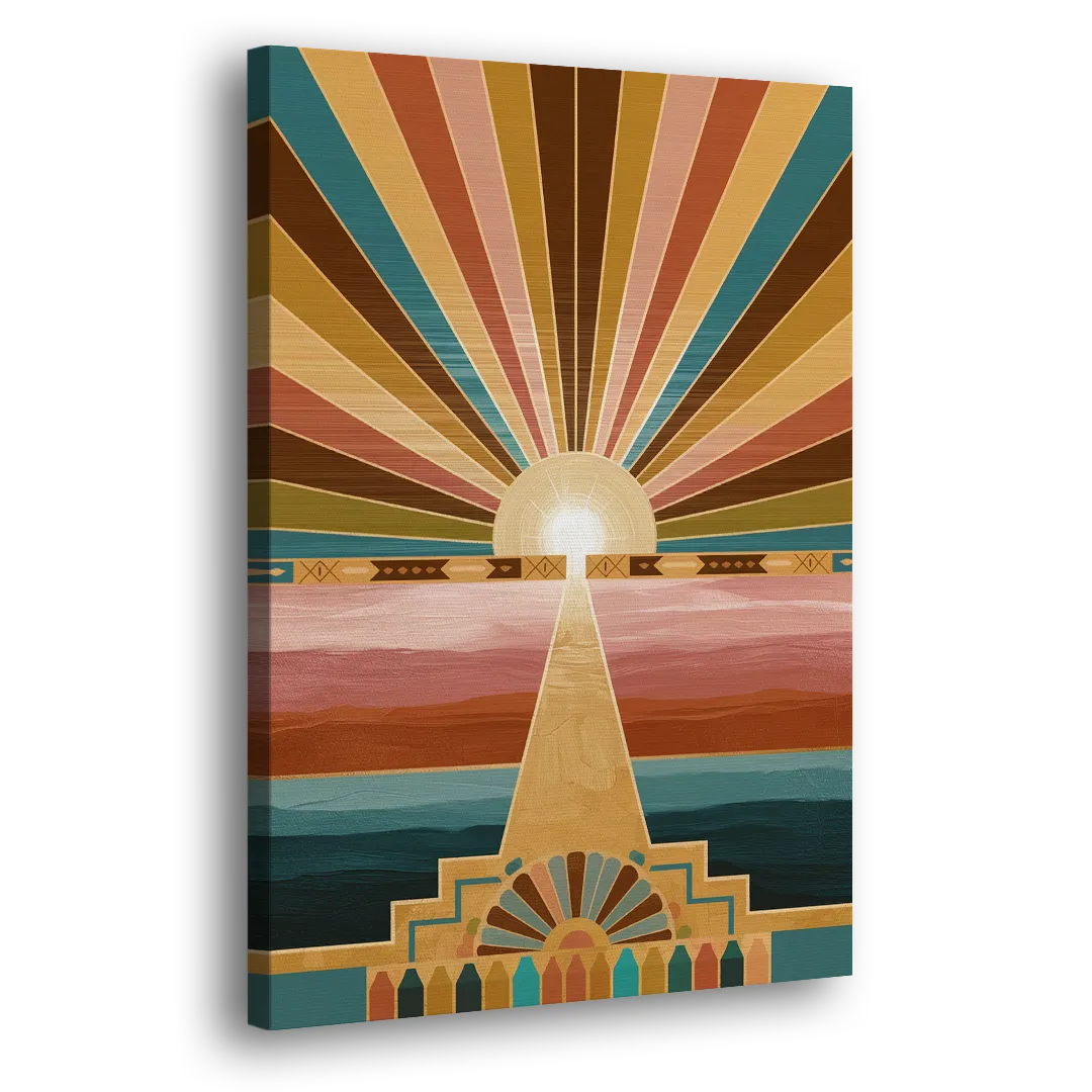 Santa Fe Sunburst Design - Canvas Print Art Sides