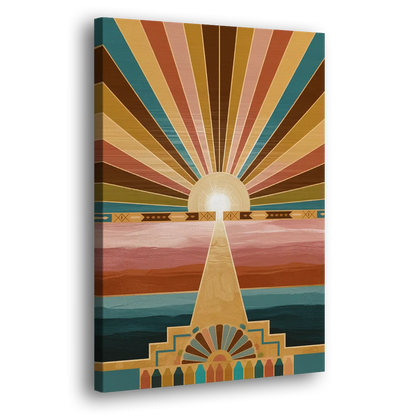 Santa Fe Sunburst Design - Canvas Print Art Sides