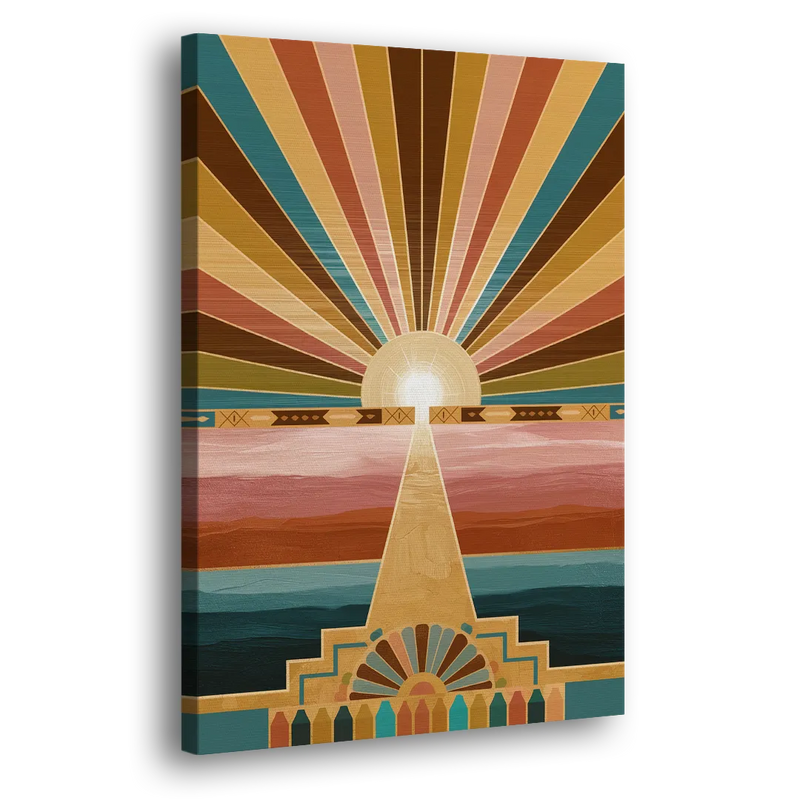 Santa Fe Sunburst Design - Canvas Print Art Sides