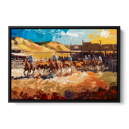 Fort Worth Rodeo And Cowboy Spirit - Black Frame Canvas
